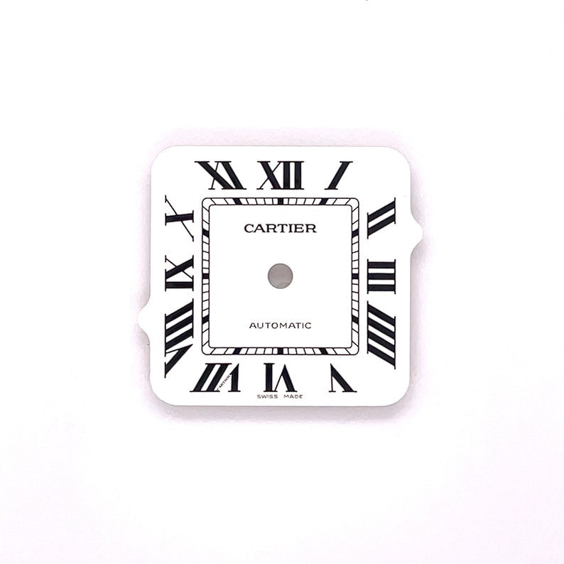 Cartier Santos 22.6mm White Dial Black Roman Steel Automatic Man (Size Difficult to Find)