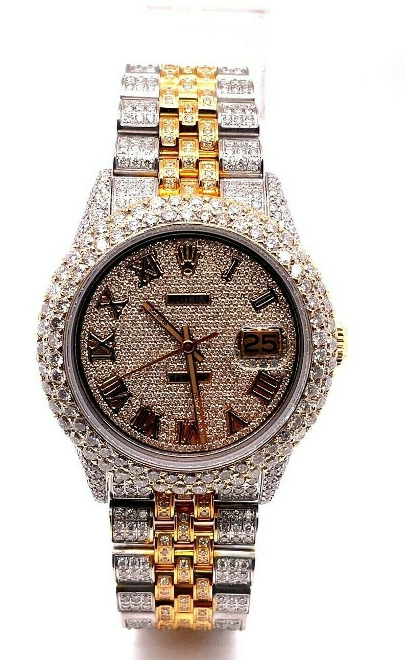 Rolex Datejust 36mm Double Row Diamond Bezel Fully Iced Out