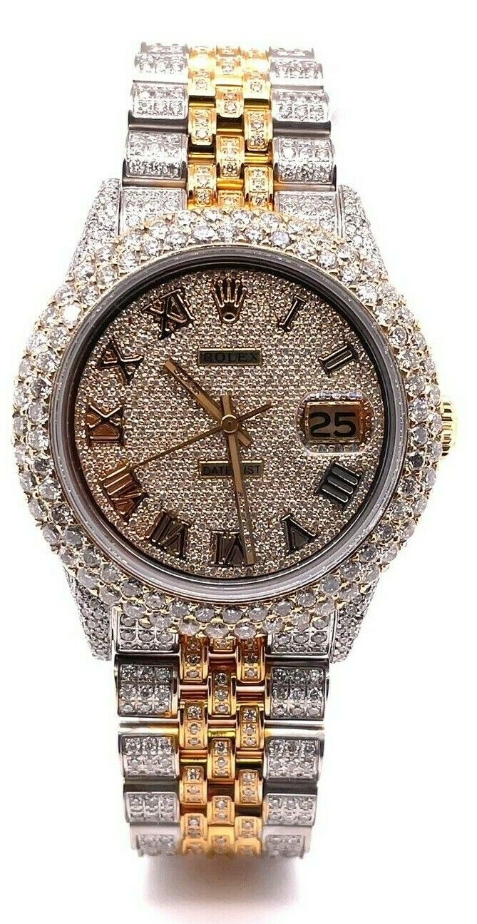 Rolex Datejust 36mm Double Row Diamond Bezel Fully Iced Out