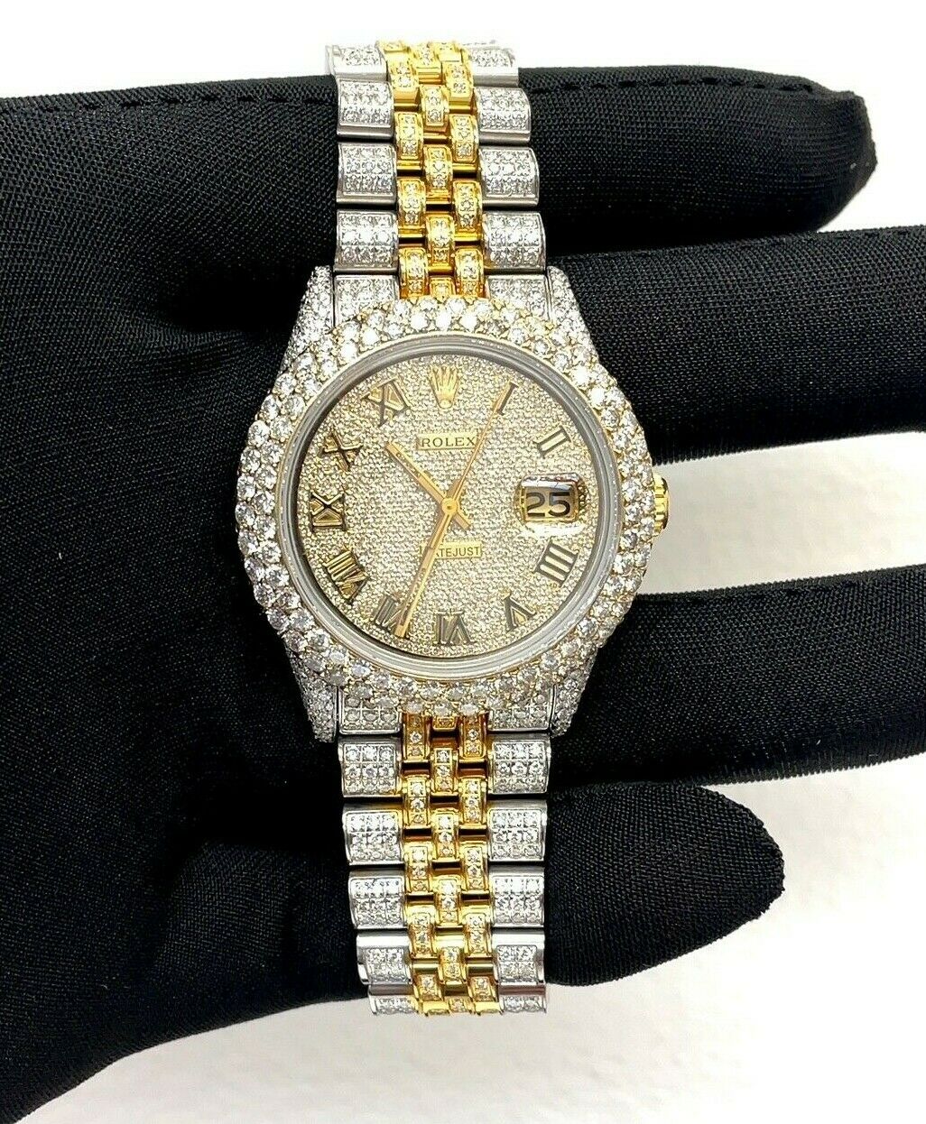 Rolex Datejust 36mm Double Row Diamond Bezel Fully Iced Out